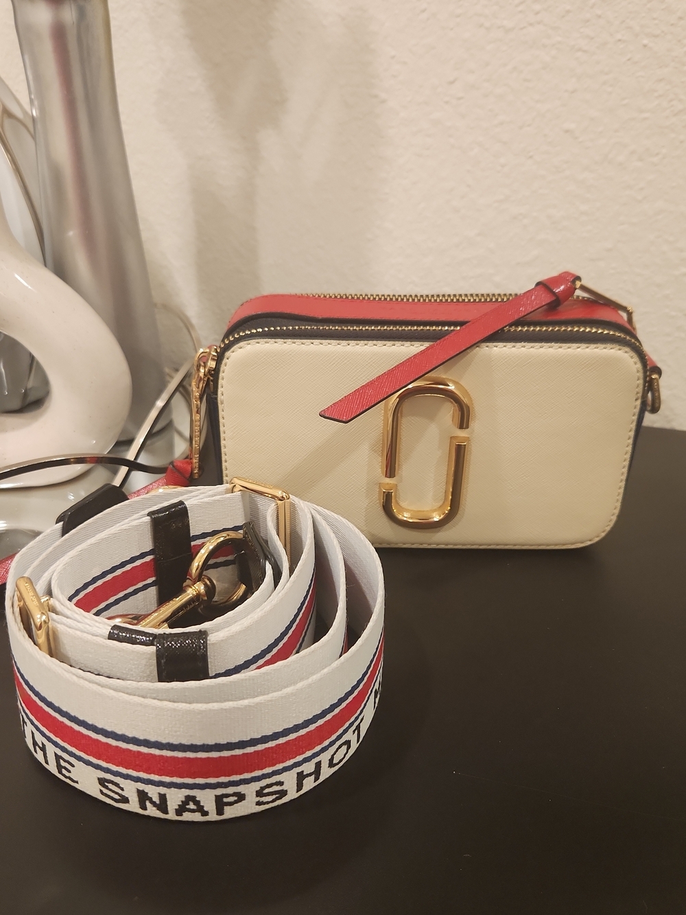 Marc Jacobs The Snapshot Small Camera Bag in Cream, Red & Blue